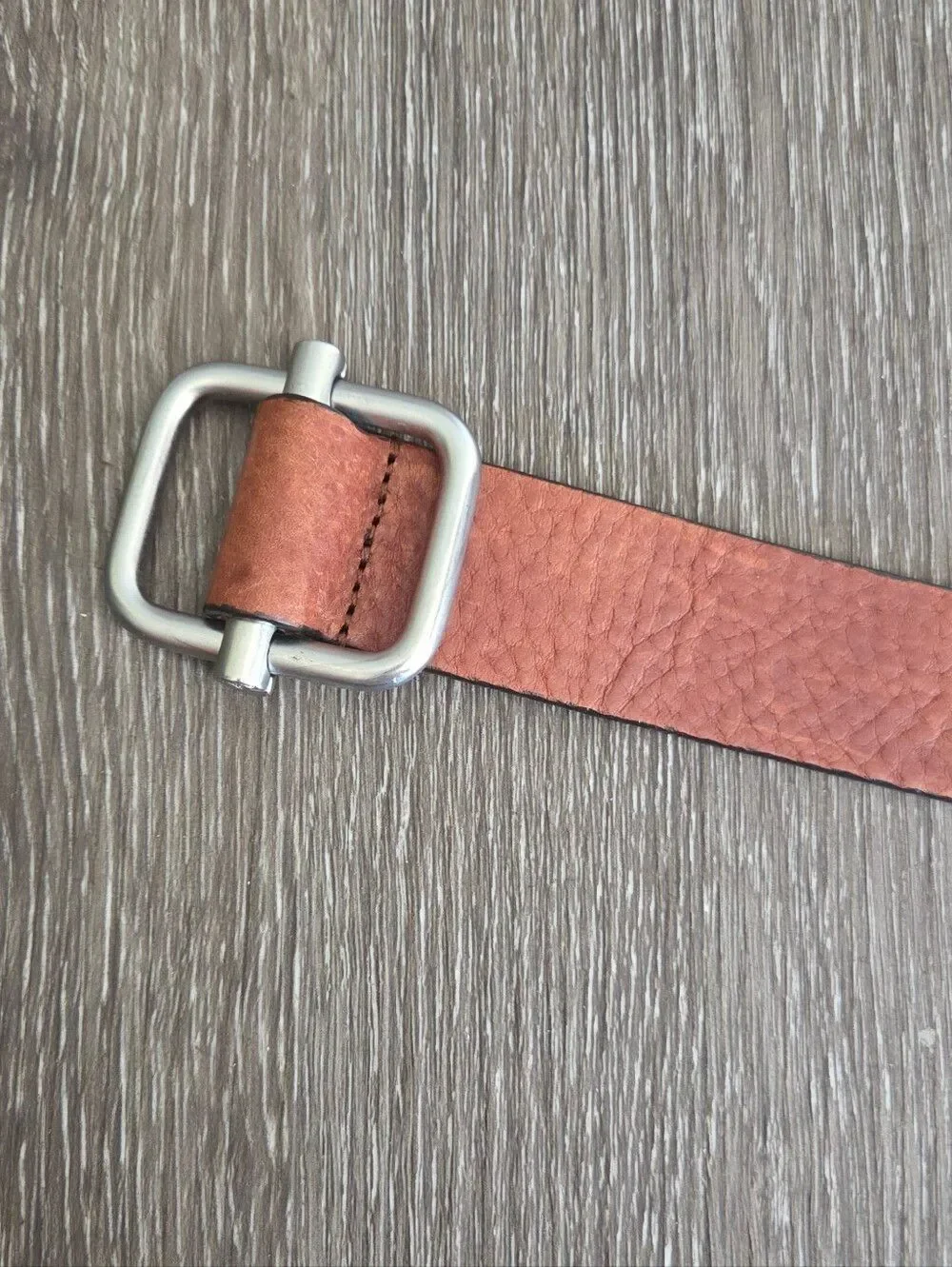 Eddie Bauer Brown Leather Belt with Metal Square Buckle XL